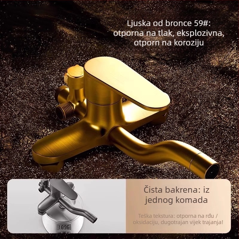 Bakreni tuš set za kućnu kupaonu – kišni način, zidni montažni, model Oq-8031, lagani luksuzni stil