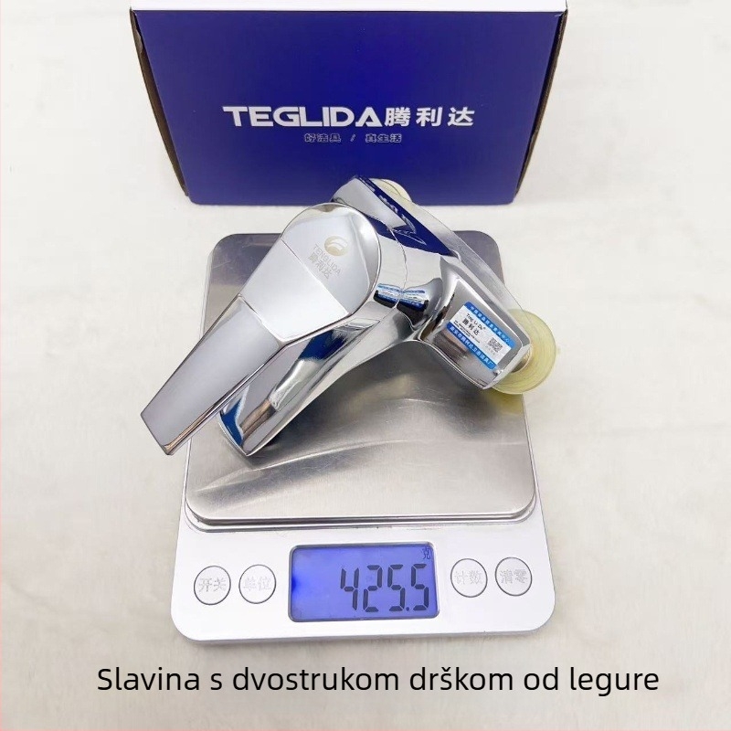 Slavina za umivaonik – montaža s dvije rupe, bakarna legura, keramički disk ventil, model 23229