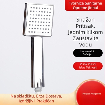Tuš glava od nehrđajućeg čelika, kvadratni panel, rotirajuća i podesiva, površinska montaža
