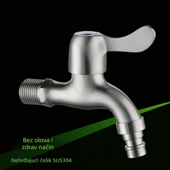 YP77701 slavina za perilicu rublja, nehrđajući čelik, zidna montaža, keramički disk ventil, promjer ulaza/izlaza 2 cm, brušeni završetak