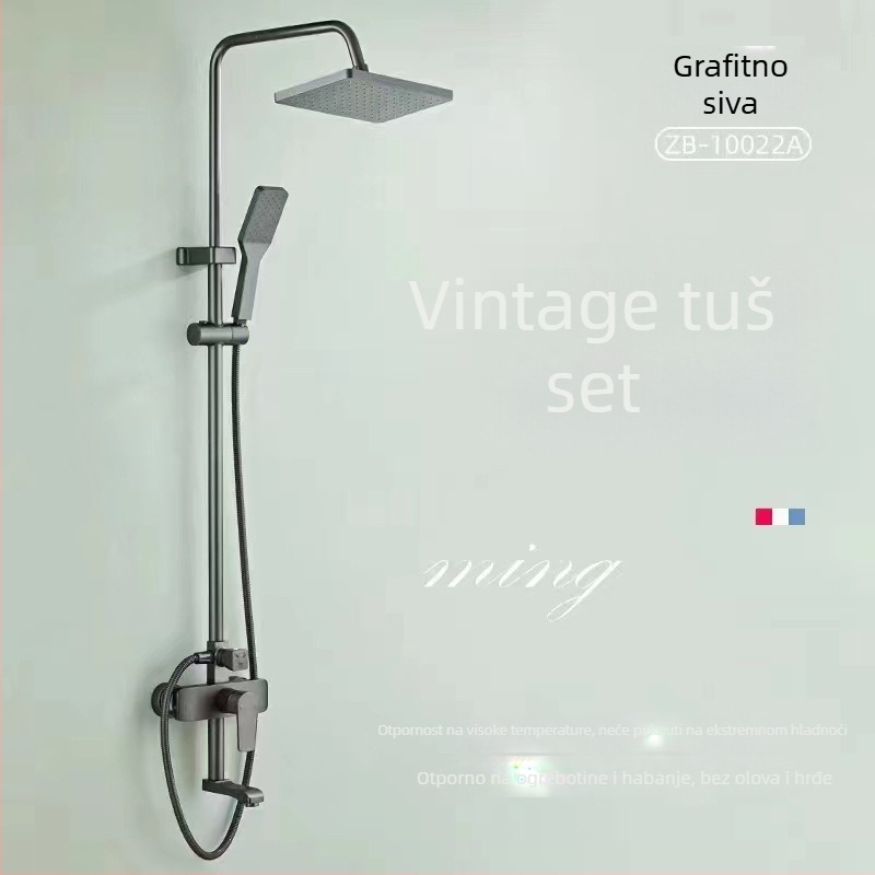 Tuš slavina s digitalnim zaslonom, tijelo od space aluminija, funkcije: raspršivanje, kiša, automatsko punjenje, novi kineski stil, marka Oerus.