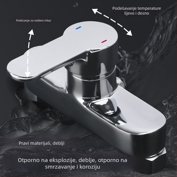 Skriti ugrađeni tuš miješalni ventil, bakreno tijelo, 0–90°C, 0,8 MPa, keramički diskasti ventil