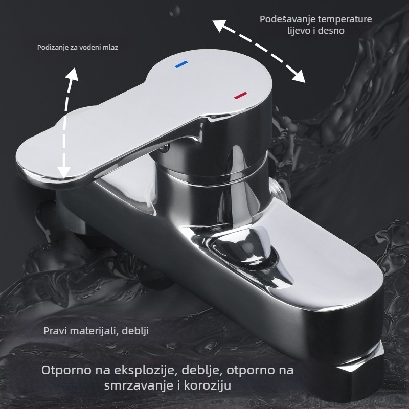 Skriti ugrađeni tuš miješalni ventil, bakreno tijelo, 0–90°C, 0,8 MPa, keramički diskasti ventil