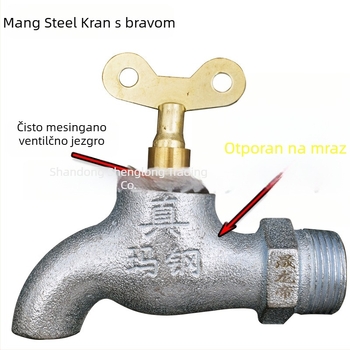 Ma steel antifrizna slavina za inženjersku primjenu, pocinčana površina, jednim ručnim upravljanjem, montaža navojem, nominalni tlak 0.8 MPa