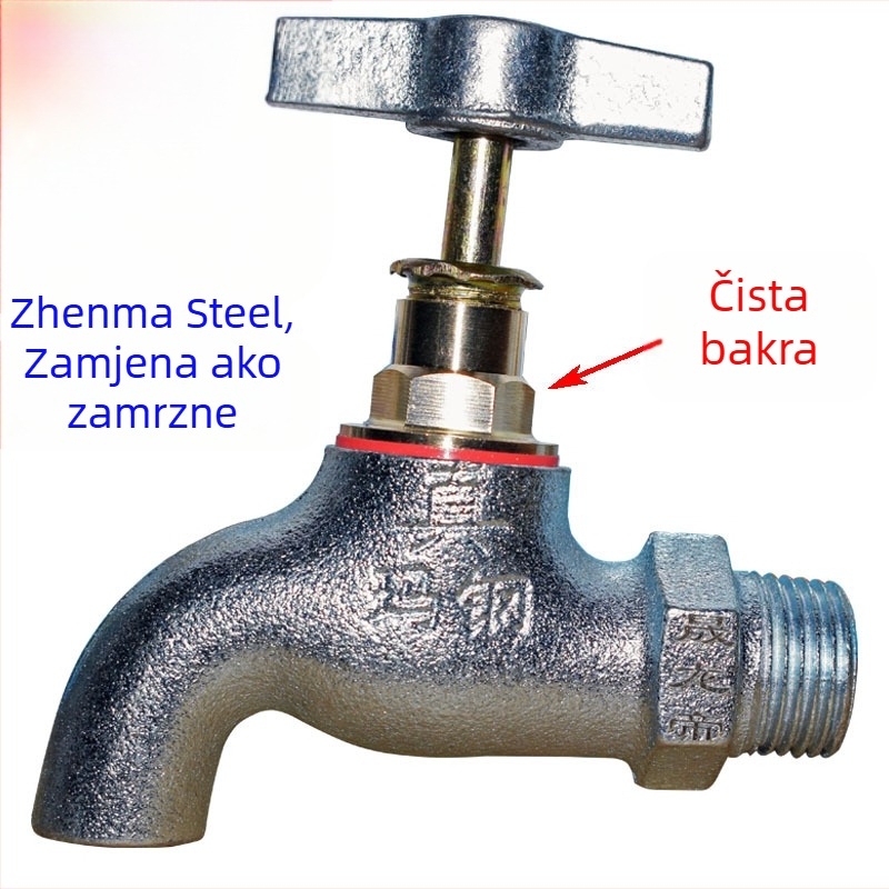 Ma steel antifrizna slavina za inženjersku primjenu, pocinčana površina, jednim ručnim upravljanjem, montaža navojem, nominalni tlak 0.8 MPa
