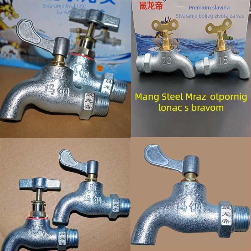 Ma steel antifrizna slavina za inženjersku primjenu, pocinčana površina, jednim ručnim upravljanjem, montaža navojem, nominalni tlak 0.8 MPa
