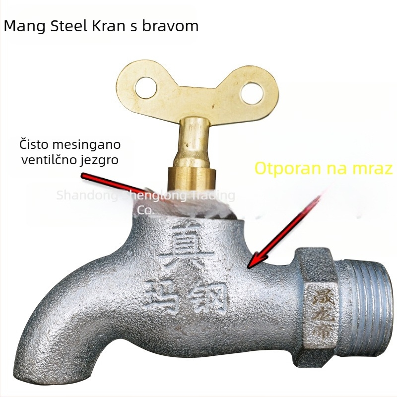 Ma steel antifrizna slavina za inženjersku primjenu, pocinčana površina, jednim ručnim upravljanjem, montaža navojem, nominalni tlak 0.8 MPa