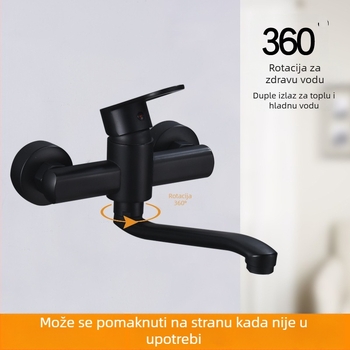 Ugrađena u zid kuhinjska miješalna slavina, zidna montaža, bakar tijelo, topla i hladna voda, četiri porta ulaza/izlaza, dignuti mehanizam, 0–100°C