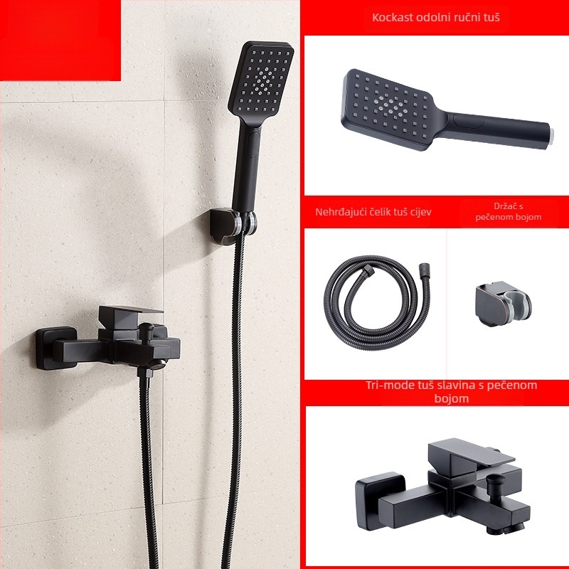 Ugradbeni set za tuširanje, kišni mlaz, nehrđajući čelik, premaz boja, model FSN-6049, 0–90°C, 1.0 MPa