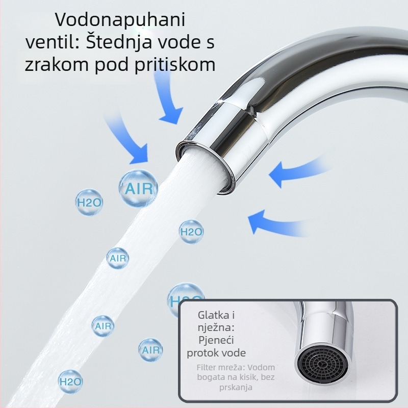 Kuhinjska slavina s jednom ručkom, nehrđajući čelik s bakrenim jezgrom, uspravna montaža, samo hladna voda, model WSY-900159