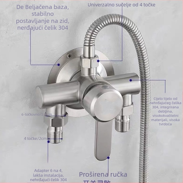 Tuš miješalica BL-8011, nehrđajući čelik, keramički disk ventila, jednostruka veza konstrukcija, neto težina 630 g