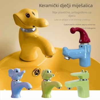 Keramička miješajuća slavina za djecu s motivom slona, model ETLT-5514, ugrađeni tip montaže, 0-100°C, 0.8-1 MPa