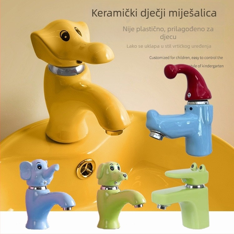Keramička miješajuća slavina za djecu s motivom slona, model ETLT-5514, ugrađeni tip montaže, 0-100°C, 0.8-1 MPa