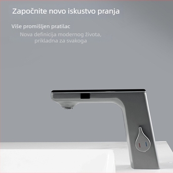 Senzorski slavina za umivaonik s dvostrukim režimom protoka i digitalnim prikazom temperature; tijelo od cinkove legure, keramički disk, model 1810, elektroplating završna obrada