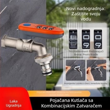 Bakreni vanjski vodovod s ključem za lozinku, ugradnja u zid, 20 mm sjedalo ventila, cijelo bakreno tijelo, brza spojka za perilicu