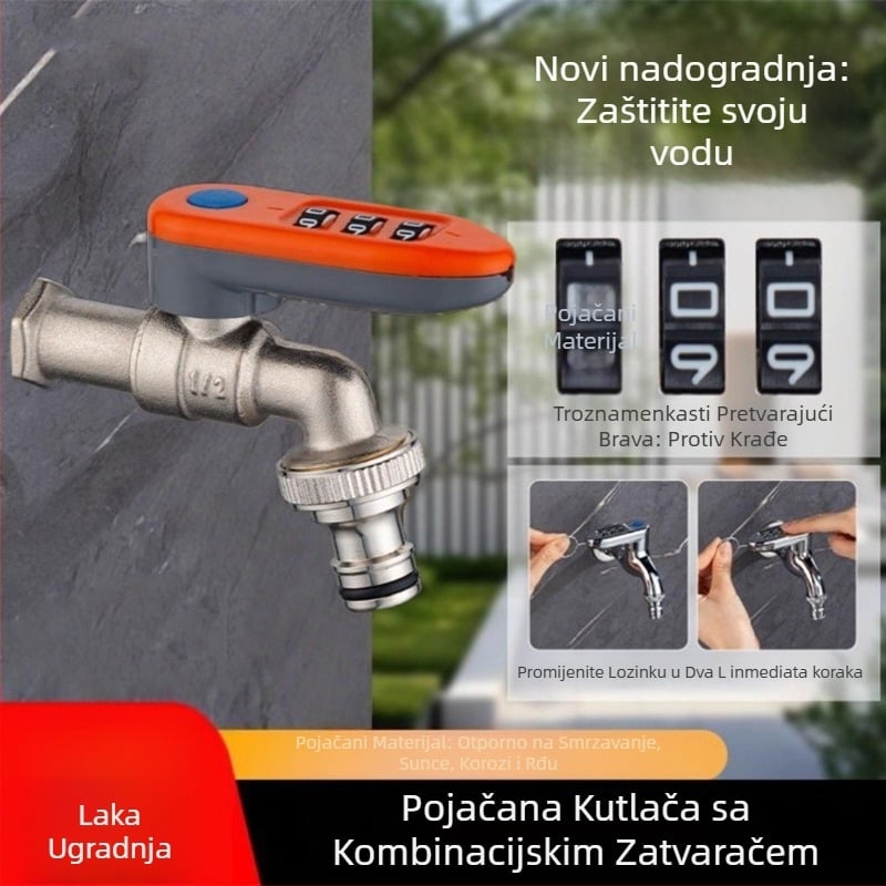 Bakreni vanjski vodovod s ključem za lozinku, ugradnja u zid, 20 mm sjedalo ventila, cijelo bakreno tijelo, brza spojka za perilicu