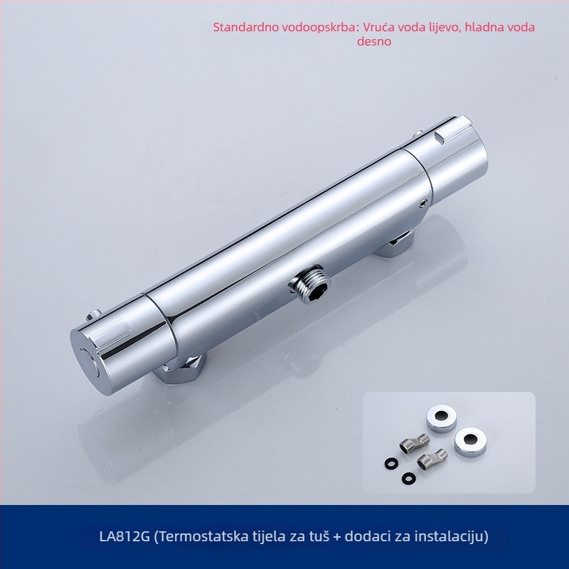 Ugrađeni bakreni termostatski set za kadu i tuš, model 812G, raspon temperature 0–80°C, brončano jezgro ventila
