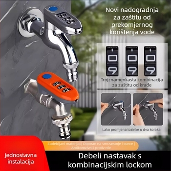Bakreni ventil slavine s zaključavanjem lozinkom za vanjsku upotrebu, brzi priključak za perilicu, ugradnja u zid, radna temperatura ≤90°C, potpuno bakreni jezgreni ventil, otvaranje ključem