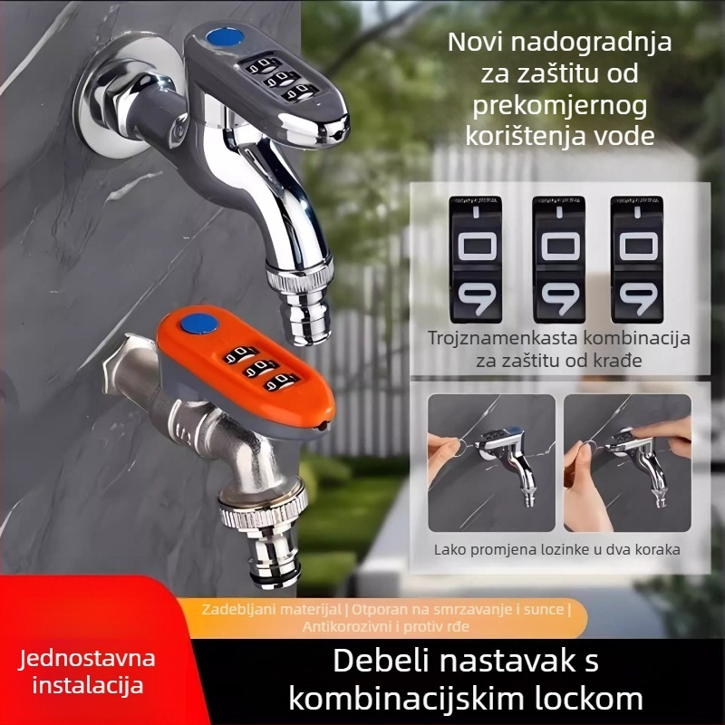 Bakreni ventil slavine s zaključavanjem lozinkom za vanjsku upotrebu, brzi priključak za perilicu, ugradnja u zid, radna temperatura ≤90°C, potpuno bakreni jezgreni ventil, otvaranje ključem