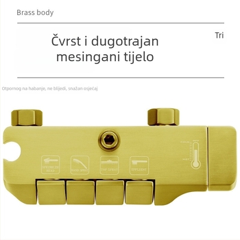 Mjedeni set tuša s kišnom funkcijom, ugrađen u zid, četverokutnog oblika