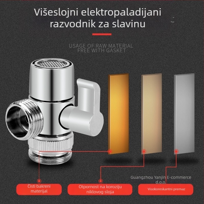 Mesingov razvodnik slavine s keramičkim diskom, jednostruki spoj za perilicu rublja, CE certifikat