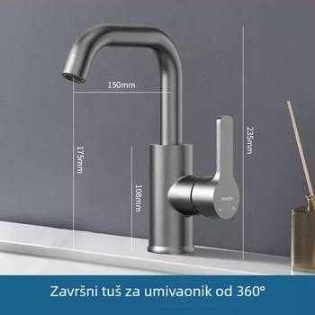 Miješiva slavina za umivaonik u kupaonici, bakrena legura, keramički disk ventil, otvaranje ključenom, dvostruki tip