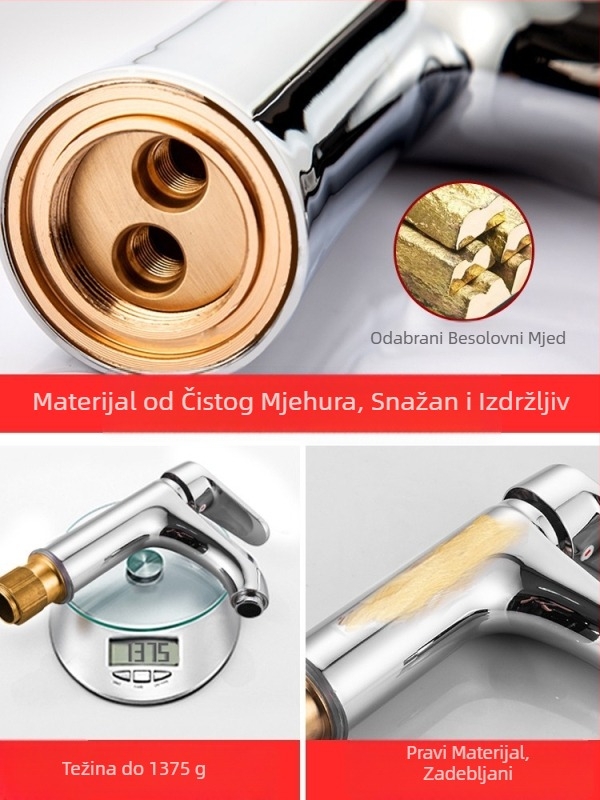 Među kupaonski slavina za umivaonik, keramički disk ventil, kromirana površina, Jaomoowa, model 3, CQC certifikat