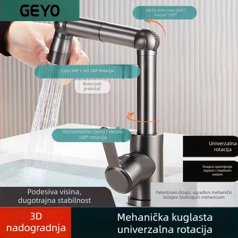 Kuhinjski slavine s rotirajućim mehaničkim rukohvatom, bakarno-legura, keramički disk ventil, ulaz/izlaz 1/2, radna temperatura 1-90°C