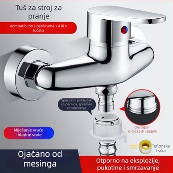 Ventil za miješanje za perilicu rublja - zidni skriveni ventil, bakreno tijelo, keramički kartridž, 4 mm ulaz/izlaz, raspon temperature 1–80°C