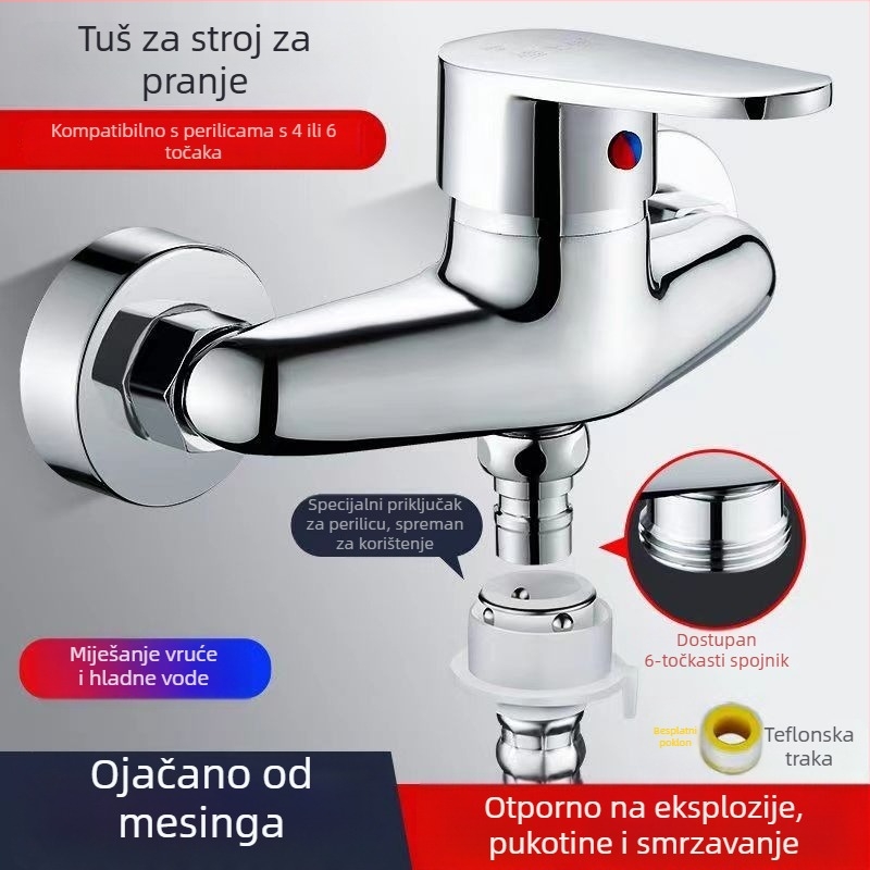 Ventil za miješanje za perilicu rublja - zidni skriveni ventil, bakreno tijelo, keramički kartridž, 4 mm ulaz/izlaz, raspon temperature 1–80°C