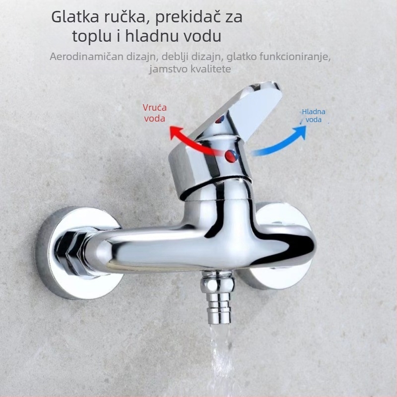 Ventil za miješanje za perilicu rublja - zidni skriveni ventil, bakreno tijelo, keramički kartridž, 4 mm ulaz/izlaz, raspon temperature 1–80°C