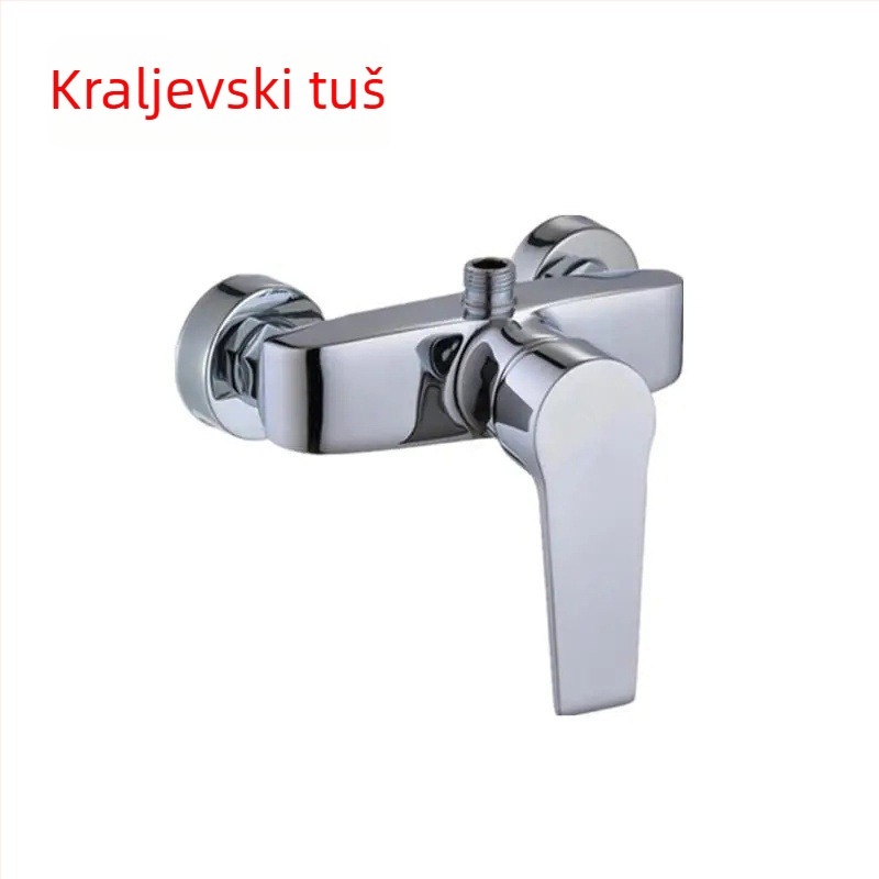 Bakrena tuš miješalica, zidna ugradnja, dvostruki spoj, elektroplirano završno, keramički patron