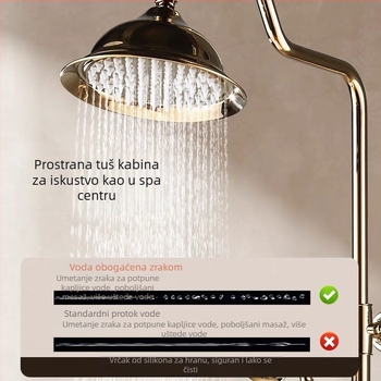 Tuš set od bakrene konstrukcije, kišni tuš, pokovana glava tuša