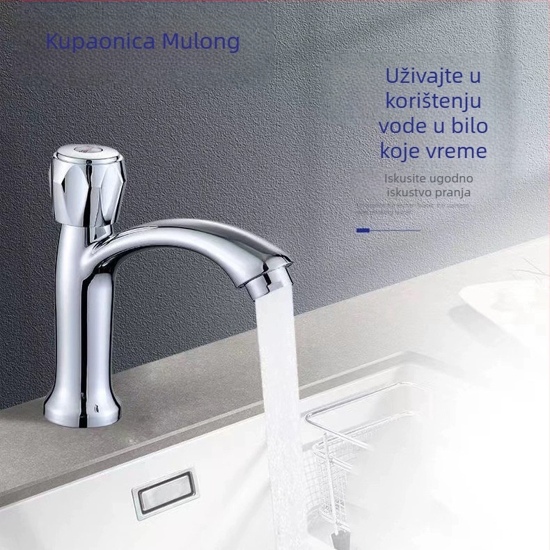 Bezolovna slavina za umivaonik, samo hladna voda, keramički ventil, ABS tijelo, DN15 navoj, radna temperatura 0–90°C