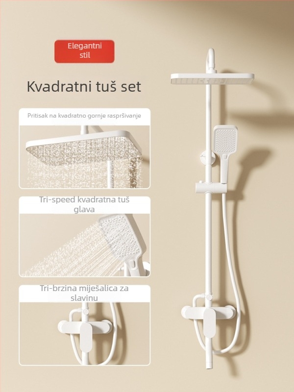 Tuš set od bakra, digitalni zaslon, skrivena montaža, kvadratni oblik, model JM-S001