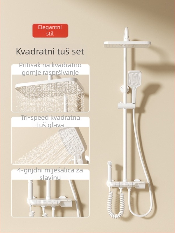 Tuš set od bakra, digitalni zaslon, skrivena montaža, kvadratni oblik, model JM-S001