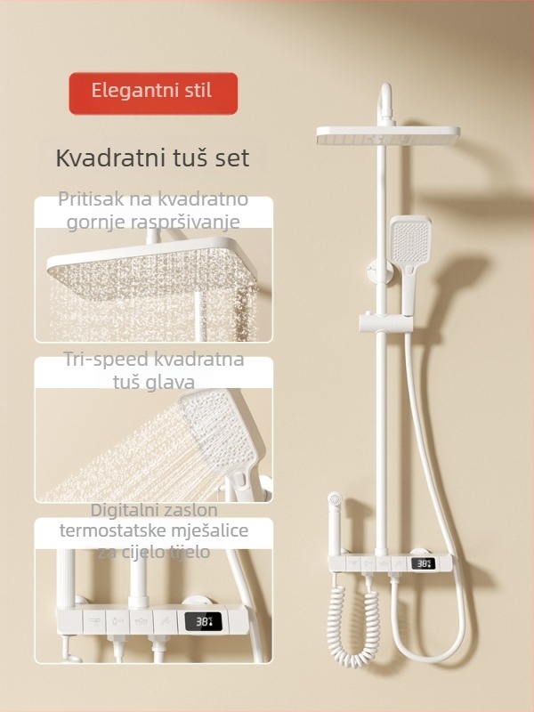 Tuš set od bakra, digitalni zaslon, skrivena montaža, kvadratni oblik, model JM-S001