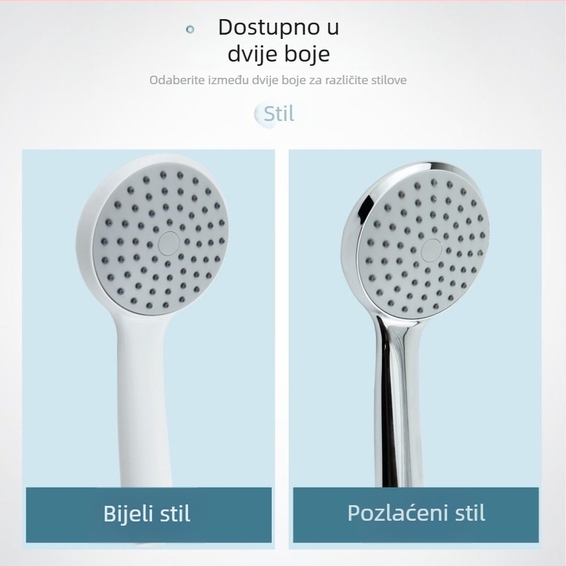 Ručna tuš glava za kupaonicu – ABS materijal, kišni način, montaža s četiri točke, okrugla mlaznica, elektroplatinirani završetak