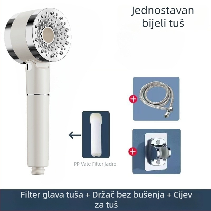 Okrugli dvostruki mlazni set tuša s ručnim tušem, ABS, prijenosan, načini raspršivanja: raspršivanje/ kiša/ snažan protok, navojno pričvršćivanje