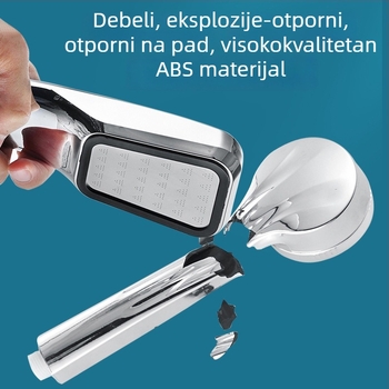 Tuš glava – Tuš pod pritiskom s 300 rupa, ABS, kvadratnog oblika, okretna, model: 300 rupa pojačano