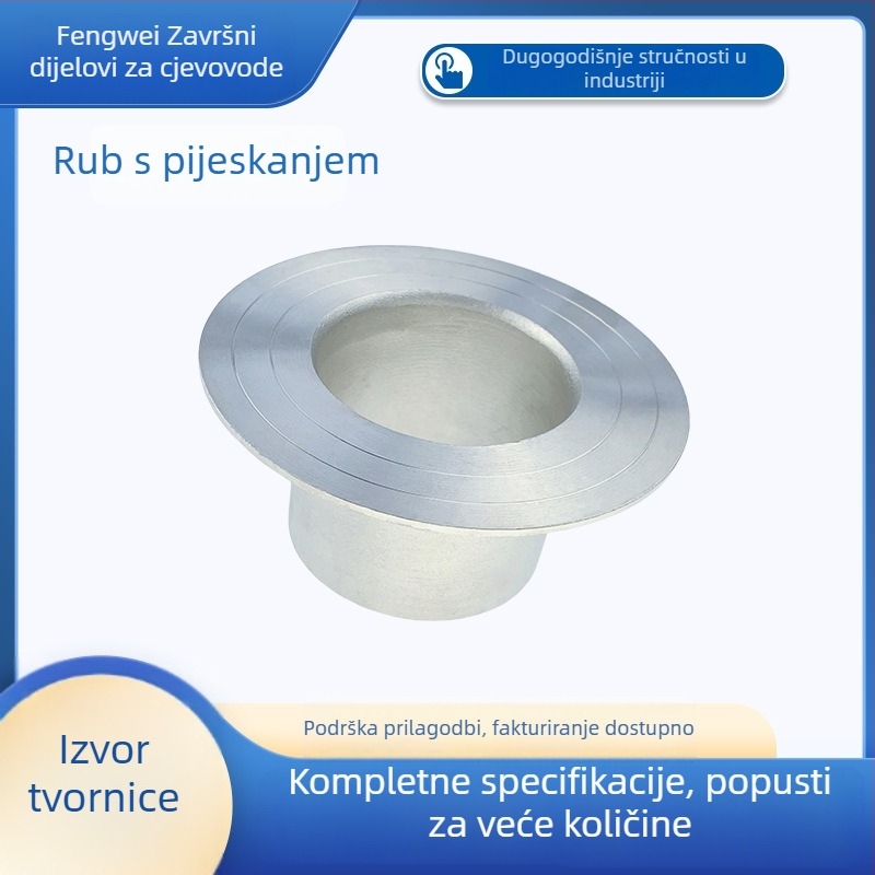 Transverzalni zavareni industrijski spoj cijevi s prirubom, 304 nehrđajući čelik, model Roll Sand Flanging, otpornost na visoki tlak.