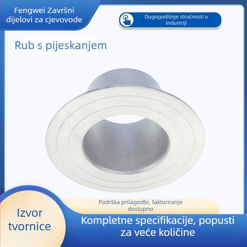 Transverzalni zavareni industrijski spoj cijevi s prirubom, 304 nehrđajući čelik, model Roll Sand Flanging, otpornost na visoki tlak.