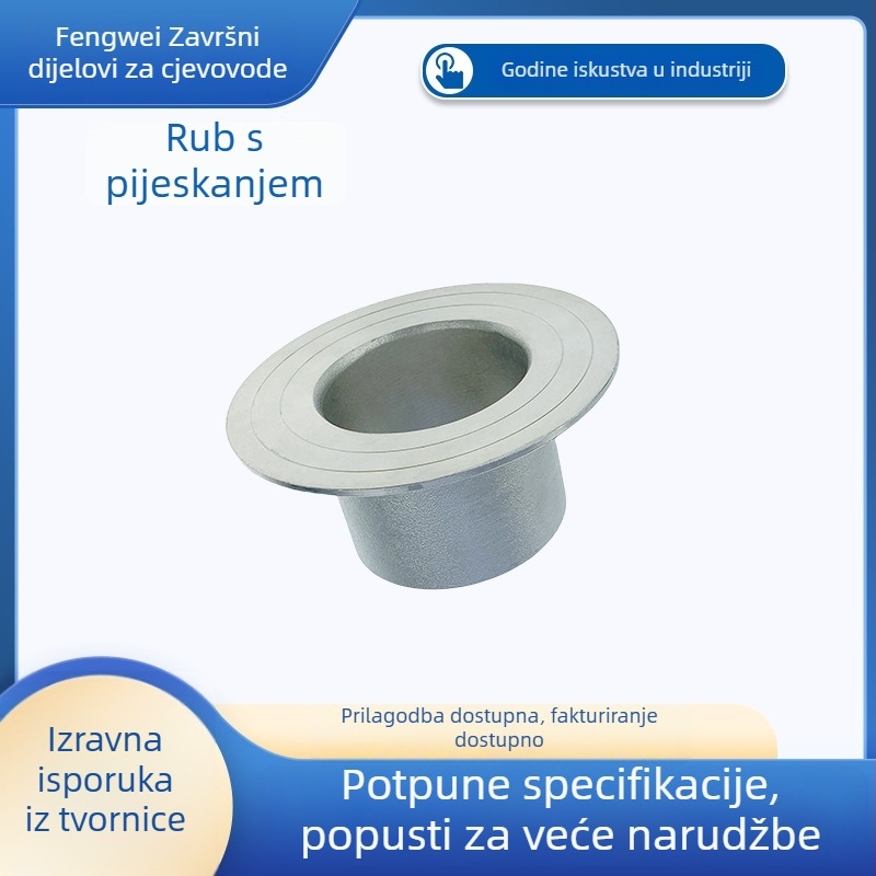 Transverzalni zavareni industrijski spoj cijevi s prirubom, 304 nehrđajući čelik, model Roll Sand Flanging, otpornost na visoki tlak.