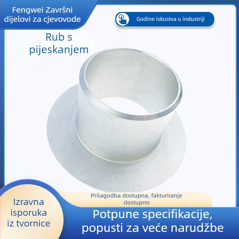 Transverzalni zavareni industrijski spoj cijevi s prirubom, 304 nehrđajući čelik, model Roll Sand Flanging, otpornost na visoki tlak.