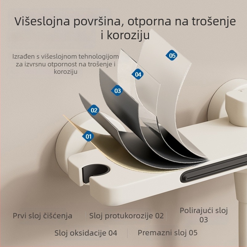 Kupaonski set za tuš s Space aluminijem, skrivena ugradnja, završni premaz pečenom bojom, kvadratna glava tuš, 2-u-1 miješanje tople i hladne vode