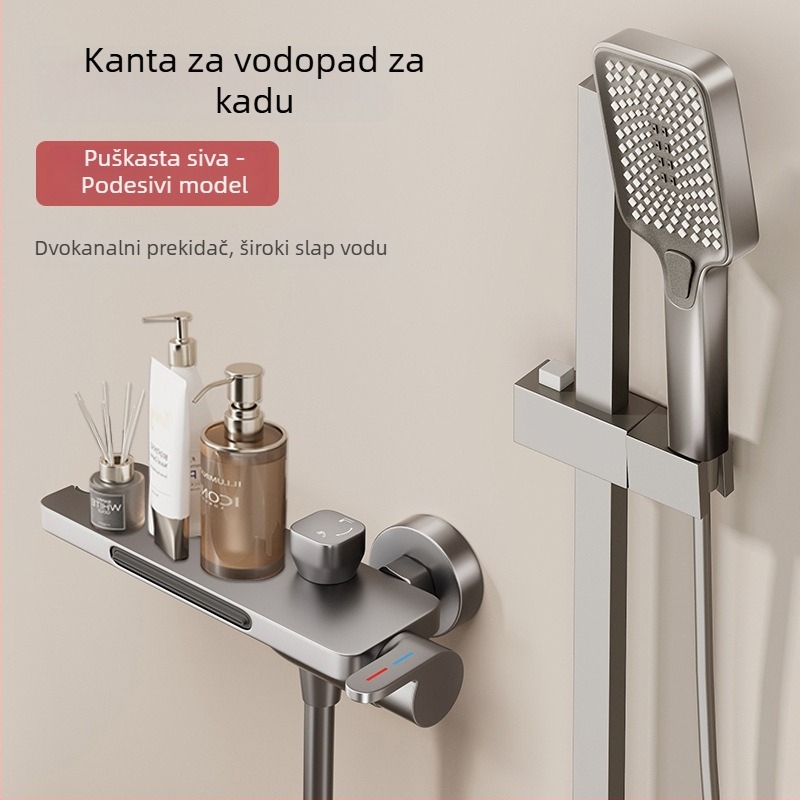 Kupaonski set za tuš s Space aluminijem, skrivena ugradnja, završni premaz pečenom bojom, kvadratna glava tuš, 2-u-1 miješanje tople i hladne vode