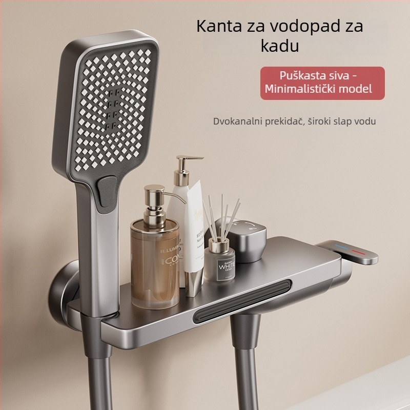 Kupaonski set za tuš s Space aluminijem, skrivena ugradnja, završni premaz pečenom bojom, kvadratna glava tuš, 2-u-1 miješanje tople i hladne vode