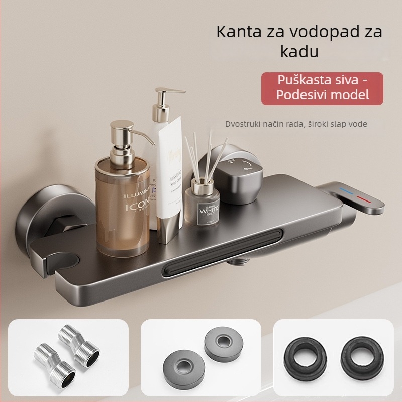 Kupaonski set za tuš s Space aluminijem, skrivena ugradnja, završni premaz pečenom bojom, kvadratna glava tuš, 2-u-1 miješanje tople i hladne vode