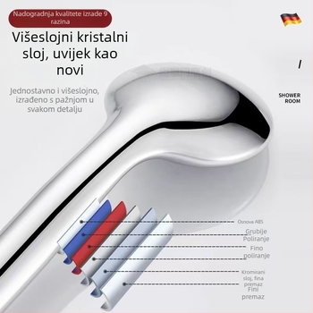 Prijenosni set za tuširanje s režimima prskanja i protoka kiše; plastični materijal; spiralni priključak; kružni oblik
