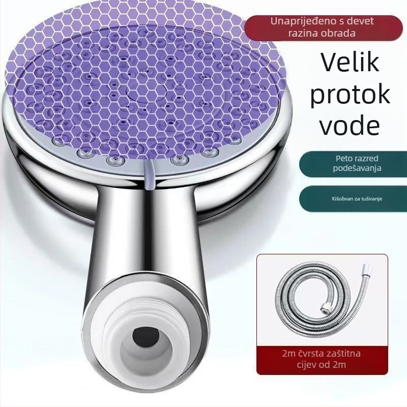 Prijenosni set za tuširanje s režimima prskanja i protoka kiše; plastični materijal; spiralni priključak; kružni oblik